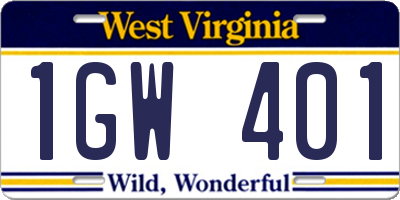 WV license plate 1GW401