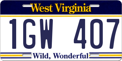 WV license plate 1GW407