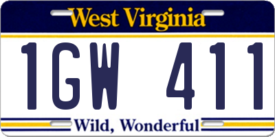 WV license plate 1GW411