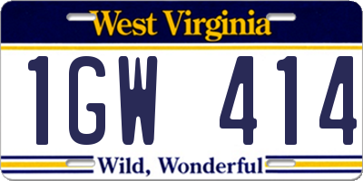 WV license plate 1GW414