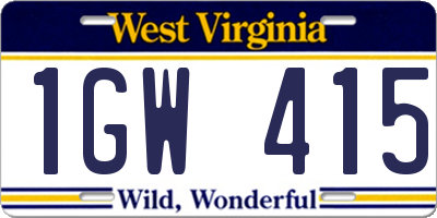 WV license plate 1GW415