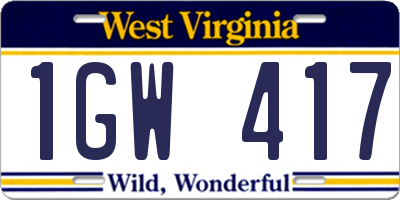 WV license plate 1GW417