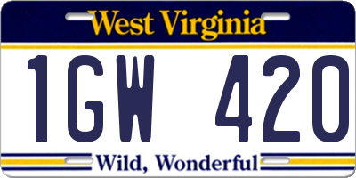 WV license plate 1GW420