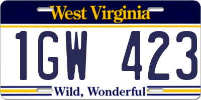 WV license plate 1GW423