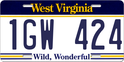 WV license plate 1GW424