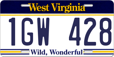 WV license plate 1GW428