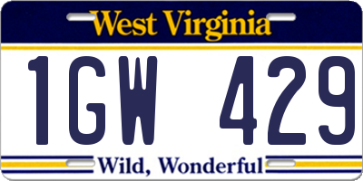 WV license plate 1GW429