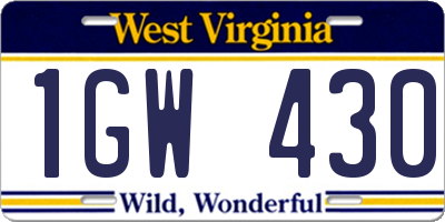 WV license plate 1GW430