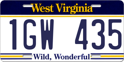 WV license plate 1GW435
