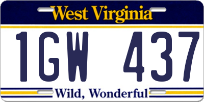 WV license plate 1GW437