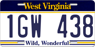 WV license plate 1GW438