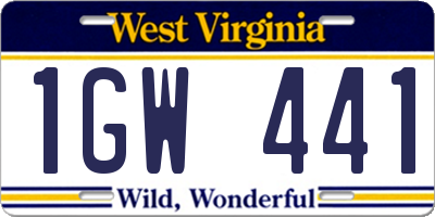 WV license plate 1GW441