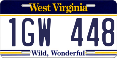 WV license plate 1GW448