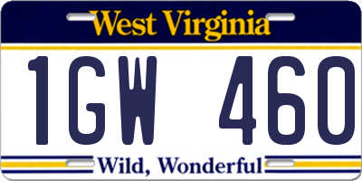 WV license plate 1GW460