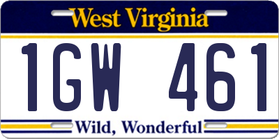 WV license plate 1GW461