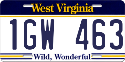WV license plate 1GW463