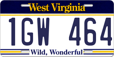 WV license plate 1GW464