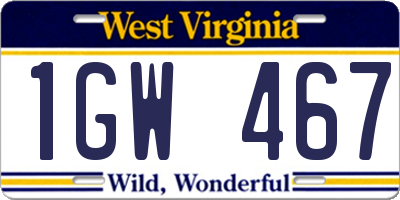 WV license plate 1GW467
