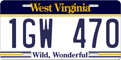 WV license plate 1GW470