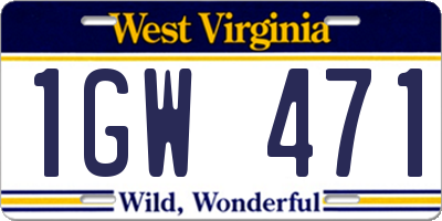 WV license plate 1GW471