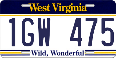 WV license plate 1GW475