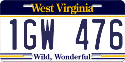 WV license plate 1GW476