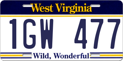 WV license plate 1GW477