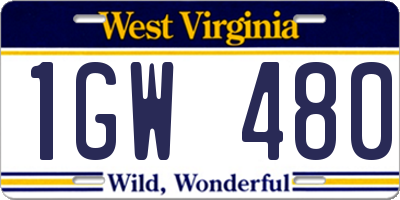 WV license plate 1GW480