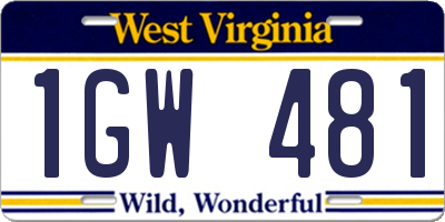 WV license plate 1GW481