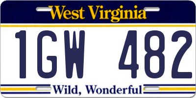 WV license plate 1GW482