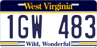 WV license plate 1GW483