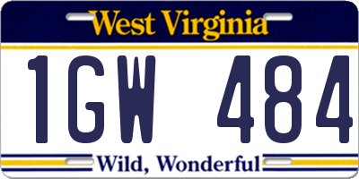 WV license plate 1GW484