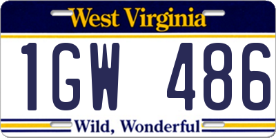 WV license plate 1GW486