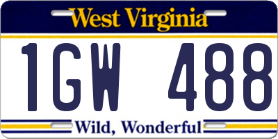 WV license plate 1GW488
