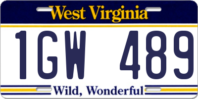 WV license plate 1GW489