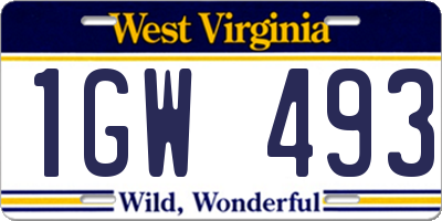 WV license plate 1GW493