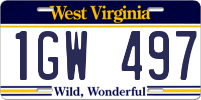 WV license plate 1GW497