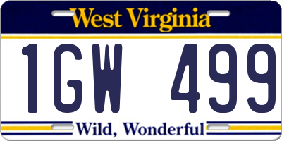 WV license plate 1GW499