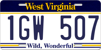 WV license plate 1GW507
