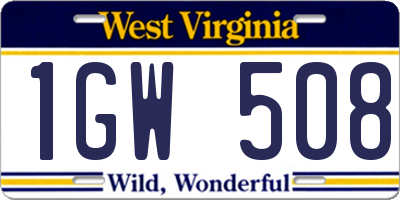 WV license plate 1GW508
