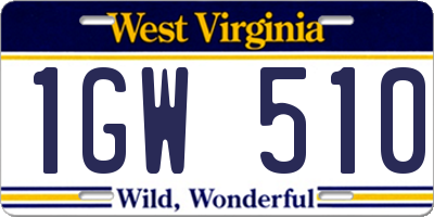 WV license plate 1GW510