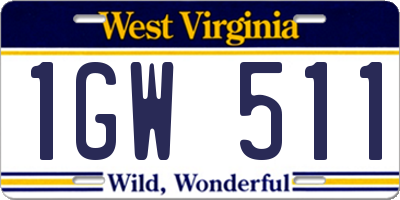 WV license plate 1GW511