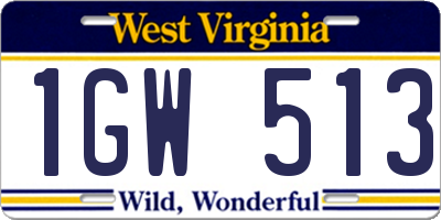 WV license plate 1GW513