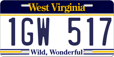 WV license plate 1GW517