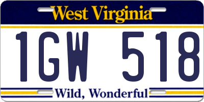 WV license plate 1GW518