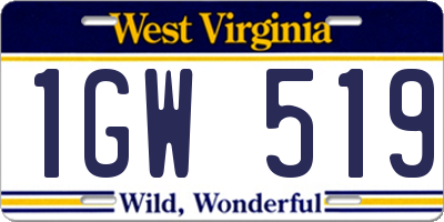 WV license plate 1GW519