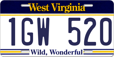 WV license plate 1GW520