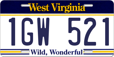 WV license plate 1GW521