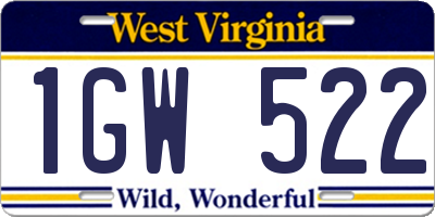 WV license plate 1GW522