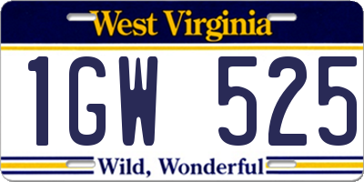 WV license plate 1GW525